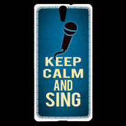 Coque Sony Xperia C5 Keep Calm and Sing Bleu