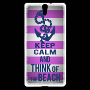 Coque Sony Xperia C5 Keep Calm and Think Beach Rose