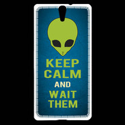 Coque Sony Xperia C5 Keep Calm and Wait Alien Bleu