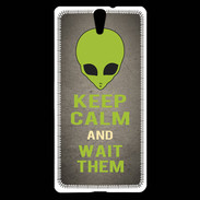 Coque Sony Xperia C5 Keep Calm and Wait Alien Gris