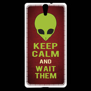 Coque Sony Xperia C5 Keep Calm and Wait Alien Rouge