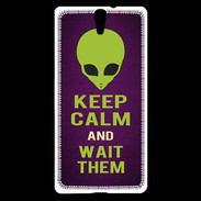 Coque Sony Xperia C5 Keep Calm and Wait Alien Violet