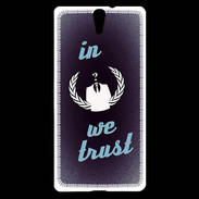 Coque Sony Xperia C5 In anonymous We trust bleu ZG
