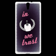 Coque Sony Xperia C5 In anonymous We trust Rouge ZG