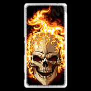 Coque Sony Xperia M4 Aqua Tête de mort en flamme 5
