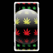 Coque Sony Xperia M4 Aqua Effet cannabis sur fond noir