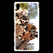 Coque Sony Xperia M4 Aqua Chiots Boxer sur un tronc d''arbre