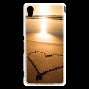 Coque Sony Xperia M4 Aqua Coeur sur la plage avec couché de soleil