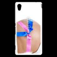 Coque Sony Xperia M4 Aqua Femme enceinte avec ruban bleu et rose