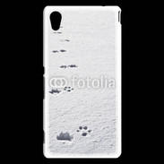 Coque Sony Xperia M4 Aqua Traces de pas d'animal dans la neige