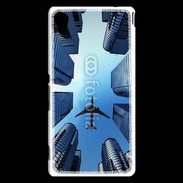 Coque Sony Xperia M4 Aqua Avion de ligne au dessus des immeubles