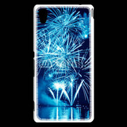 Coque Sony Xperia M4 Aqua Feu d'artifice en noir et bleu