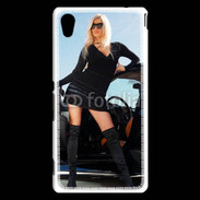 Coque Sony Xperia M4 Aqua Femme blonde sexy voiture noire
