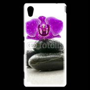 Coque Sony Xperia M4 Aqua Orchidée violette sur galet noir