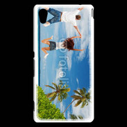 Coque Sony Xperia M4 Aqua Couple sautant devant la mer