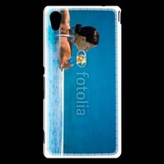 Coque Sony Xperia M4 Aqua Femme sirotant un cocktail face à la mer