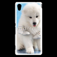 Coque Sony Xperia M4 Aqua Chien blanc et paire de chaussons