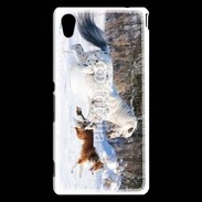 Coque Sony Xperia M4 Aqua Cheval et chien dans la neige