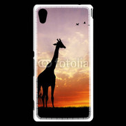 Coque Sony Xperia M4 Aqua Girafe au couché de soleil