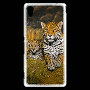 Coque Sony Xperia M4 Aqua Portrait de Léopard avec petit