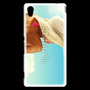 Coque Sony Xperia M4 Aqua Femme à chapeau de plage