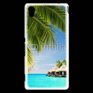 Coque Sony Xperia M4 Aqua Palmier et bungalow dans l'océan indien