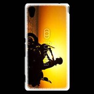 Coque Sony Xperia M4 Aqua Femme biker au couché de soleil