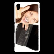 Coque Sony Xperia M4 Aqua Femme souriante ordinateur