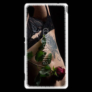Coque Sony Xperia M4 Aqua Lingerie et rose rouge
