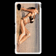 Coque Sony Xperia M4 Aqua Femme brune en bikini à la plage
