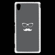 Coque Sony Xperia M4 Aqua moustache gris & blanc