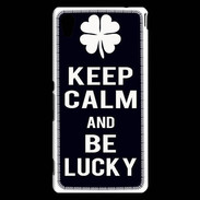 Coque Sony Xperia M4 Aqua Keep Calm Be lucky Noir