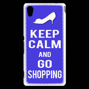 Coque Sony Xperia M4 Aqua Keep Calm Go Shopping Bleu