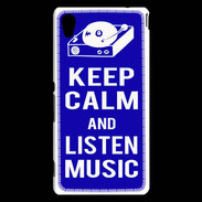 Coque Sony Xperia M4 Aqua Keep Calm Listen music Bleu