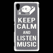 Coque Sony Xperia M4 Aqua Keep Calm Listen music Gris