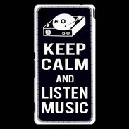 Coque Sony Xperia M4 Aqua Keep Calm Listen music Noir