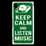 Coque Sony Xperia M4 Aqua Keep Calm Listen music Vert