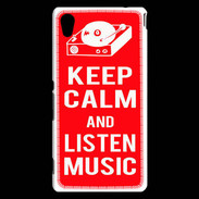 Coque Sony Xperia M4 Aqua Keep Calm Listen music Rouge