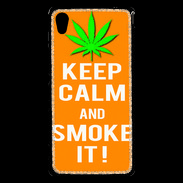 Coque Sony Xperia M4 Aqua Keep Calm Smoke it Orange