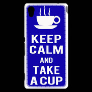 Coque Sony Xperia M4 Aqua Keep Calm Take a cup Bleu