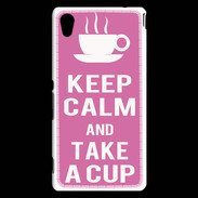 Coque Sony Xperia M4 Aqua Keep Calm Take a cup Rose