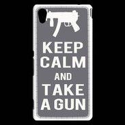 Coque Sony Xperia M4 Aqua Keep Calm Take a gun Gris