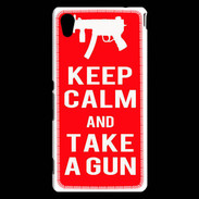 Coque Sony Xperia M4 Aqua Keep Calm Take a gun Rouge