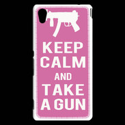 Coque Sony Xperia M4 Aqua Keep Calm Take a gun Rose