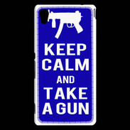 Coque Sony Xperia M4 Aqua Keep Calm Take a gun Bleu