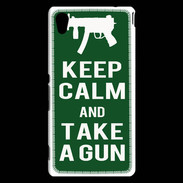 Coque Sony Xperia M4 Aqua Keep Calm Take a gun Vert
