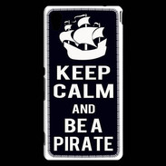 Coque Sony Xperia M4 Aqua Keep Calm Be a Pirate Noir