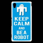 Coque Sony Xperia M4 Aqua Keep Calm Be a Robot Cyan