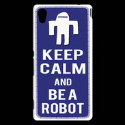 Coque Sony Xperia M4 Aqua Keep Calm Be a Robot Bleu