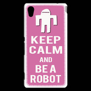 Coque Sony Xperia M4 Aqua Keep Calm Be a Robot Rose